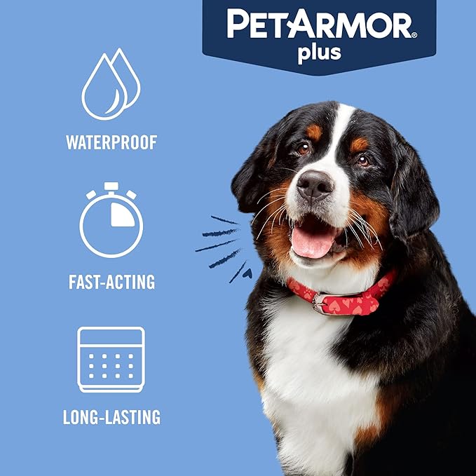 PetArmor Plus Flea and Tick Prevention for Dogs, Dog Flea and Tick Treatment, 3 Doses, Waterproof Topical, Fast Acting, X-Large Dogs (89-132 lbs)-Mewly Pet