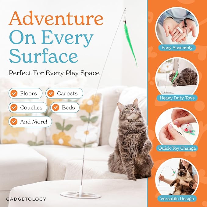 Interactive Cat Toys for Indoor Cats Suction Cup Cat Toys for Indoor Cats Bird Hunting Slefplay Simulation for Kitten Flying Bird Toy Feather Wand Attachments-Mewly Pet