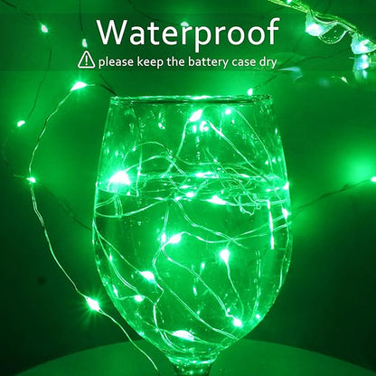 15 Packs 20 Led Green Fairy Lights Battery Operated St Patricks Day Lights 6.6ft Silver String Lights Waterproof Firefly Starry Light for DIY Table Centerpieces Halloween Christmas Party