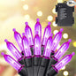 Blissun Halloween Lights - 50-Count Black Wire Battery Operated Mini String Light Set With 8 Modes, 16 ft Fairy Lights for Tree Garden Wreath Decorations (1 Pack, Purple)