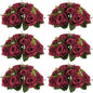 NUPTIO Flower Ball Arrangement Bouquet - 6 Pcs 9.5 inch Diameter Burgundy Fake Flowers Roses Balls for Centerpieces Tables - Artificial Rose Arrangements for Wedding Centerpiece Table Decorations