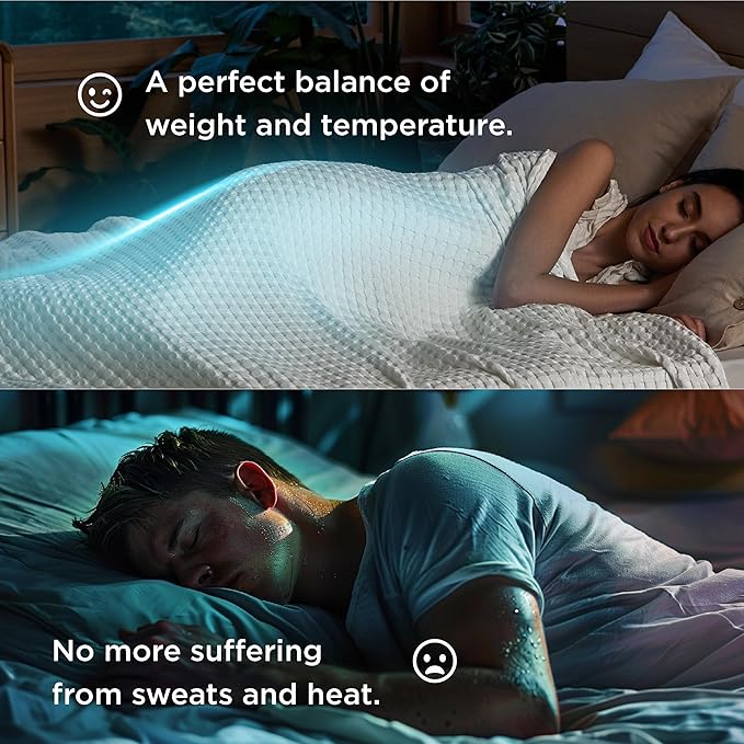 Bedsure Cooling Cotton Waffle Queen Size Blanket - Lightweight Breathable Summer Blanket of Rayon Derived from Bamboo for Hot Sleepers, Luxury Throws for Bed, Couch and Sofa, Fog Blue, 90x90 Inches