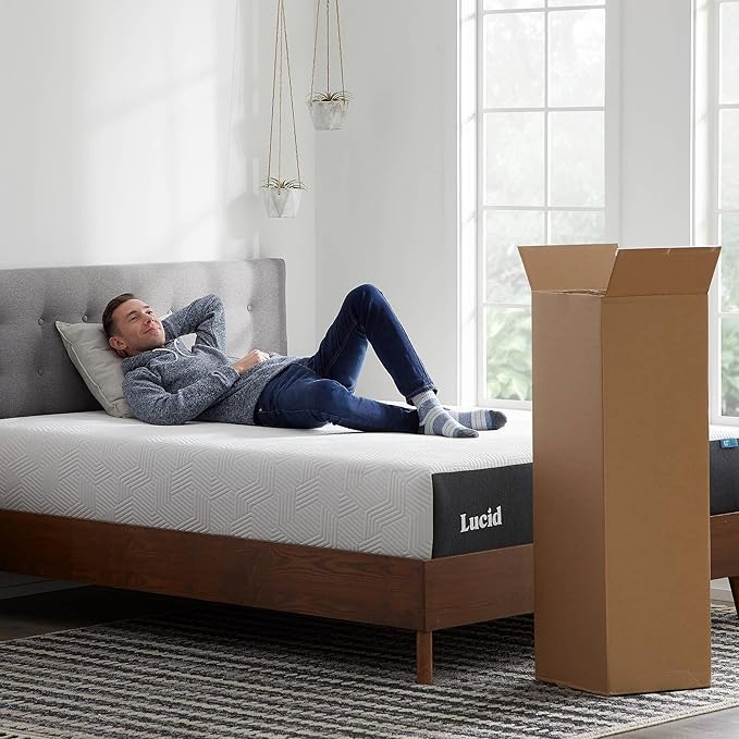 Lucid 12 Inch Memory Foam Mattress - Medium Plush Feel - Infused with Refreshing Bamboo Charcoal and Cooling Gel - Bed in a Box - Temperature Regulating - Pressure Relief - Breathable - Twin Size