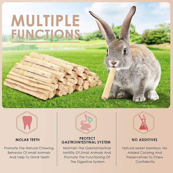 Bissap Sweet Bamboo Chew Sticks for Rabbits 1000g/2.2Ib, Bunny Chew Sticks for Rabbits Hamster Chinchilla Guinea Pigs Rabbit Small Animals Natural Treats Teeth Grinding Chew Toys-Mewly Pet