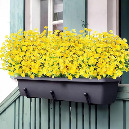 AGIRL 24 Bundles Artificial Flowers for Outdoor,UV Resistant No Fade Fake Plastic Flowers Faux Plants for Hanging Planters Decoration Indoor Outside Garden Porch Window Box Home Wedding Farmhouse