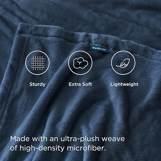 Bedsure GentleSoft Fleece Throw Blanket Mineral Blue - 300GSM Blankets for Couch, Sofa, Bed, Soft Lightweight Plush Cozy Throws for Toddlers, 50x60 inches