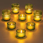 Glass Votive Tealight Candle Holder: Glasseam Small Green Tea Light Holders Set of 8 Decorative Ribbed Tea Lights Holder for Table Centerpiece Wedding Christmas Dining Room Decor