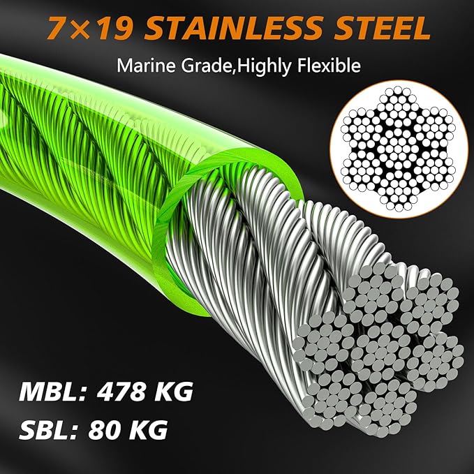 XiaZ 20FT Tie Out Cable for Dogs, Dog Leads for Yard Chew Proof, Heavy Duty Pet Tie Out Cable for Large Dogs Up to 250lbs,Durable Dog Runner Tether Line for Outdoor,Yard-Mewly Pet