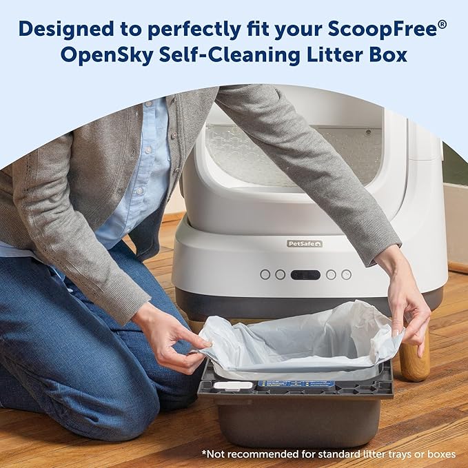 PetSafe Waste Bin Liners – Drawstring Liners for ScoopFree OpenSky Cat Litter Box – Easy Cleanup, 15 Count-Mewly Pet