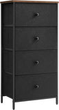 SONGMICS Dresser for Bedroom, Fabric Dresser with 4 Drawers, Metal Frame, Small Chest of Drawers, Black and Rustic Brown ULTS314B01