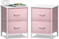 Sorbus Nightstand with 2 Drawers - Kids Bedside Furniture End Table Night Stand - Steel Frame, Wood Top & Easy Pull Fabric Bins - Dresser & Chest for Home, Bedroom Accessories, Office & Dorm (2 Pack)