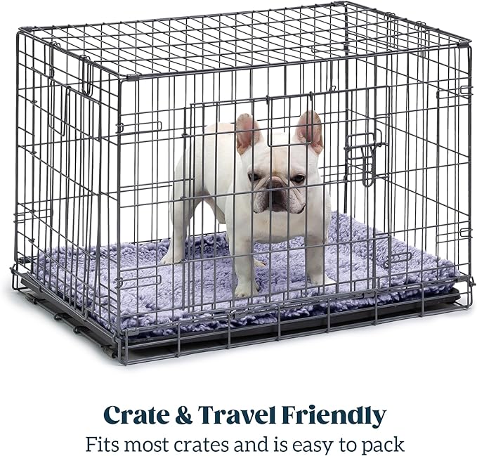 Stoutwool Indestructible Dog Bed - Fluffy Chew Proof Dog Crate Pad - Tough Kennel Pad for Aggressive Chewers - Washable, Ideal for Toy Breeds & Fits 18-Inch Crate - 17"x11", Jacaranda-Mewly Pet