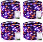 JMEXSUSS 4 Pack 50 LED Fairy Lights Battery Operated: Orange and Purple Halloween Lights - Perfect for Halloween Decorations, Parties, and Home Decorations