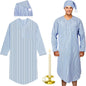 Toulite 4 Pcs Men's Pajama Set Includes Men's Nightshirt Night Sleeping Cap Candle Holder and Candle for Halloween Christmas(X-Large)