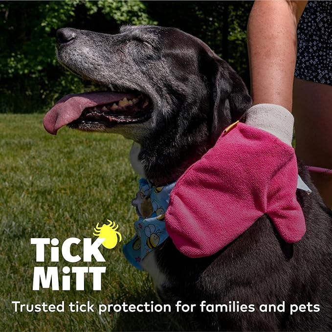 Pink Tick Removal Glove for Pets & People: Gently Remove Ticks with Ease - Chemical-Free, Durable, Portable Tick Management Tool for Outdoor Adventures & Everyday Use-Mewly Pet