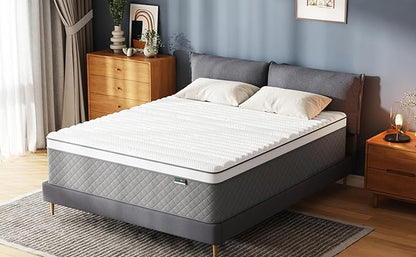PurrJoys 14 Inch Full Mattress, Cooling-Gel Memory Foam and Pocket Spring Hybrid Mattress, Full Bed Mattress in a Box, CertiPUR-US Certified, Medium Firm