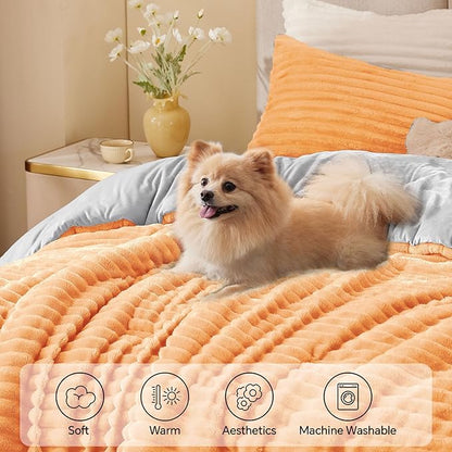 BEDELITE Fleece Twin Comforter Set -Super Soft & Warm Fluffy Coral Bedding, Luxury Fuzzy Heavy Bed Set for Winter with 1 Pillow case