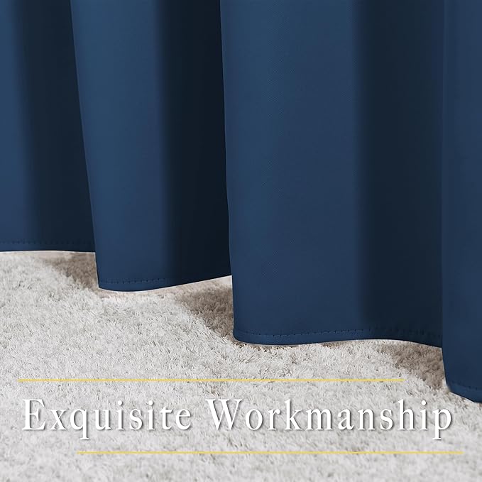 NICETOWN Moroccan Blue Curtains for Home Office, Grommet Thermal Curtains Blackout Light Blocking Room Darkening Window Treatments for Bedroom/Living Room, 2 Panels, W52 x L90