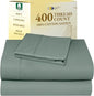 California Design Den Twin Sheets Set - Soft 400 Thread Count Sateen, Natural 100% Cotton Sheets with Deep Pockets, Cooling and Durable Bedding Set - Sage Green