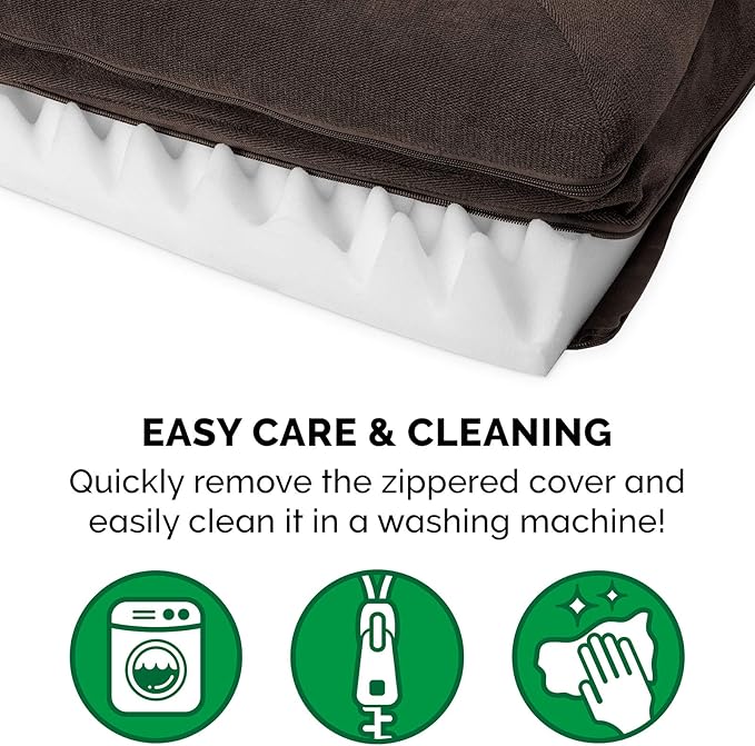 Furhaven Orthopedic Dog Bed for Large Dogs w/ Removable Bolsters & Washable Cover, For Dogs Up to 95 lbs - Sherpa & Chenille Sofa - Coffee, Jumbo/XL-Mewly Pet