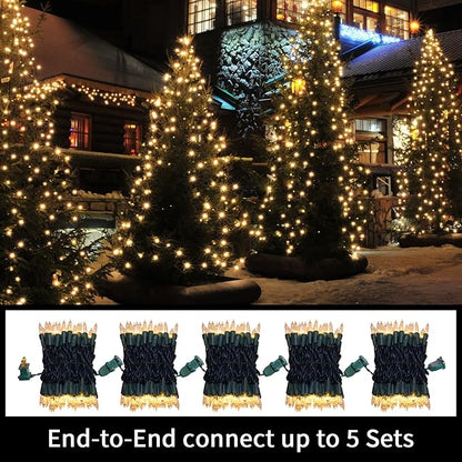 LAMPHOME Super-Bright Extendable Warm White Christmas Lights Decoration 100Lights 19.6ft UL Certified Mini Bulb String Lights Set for Outdoor Christmas Tree Garden Holiday Party Patio Wedding Decor