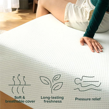 ZINUS 12 Inch Twin Green Tea Memory Foam Mattress [New Version], Fiberglass free, Medium Firm Feel, Zoned Pressure Relief, Certified Safe Foams & Fabric, Mattress in A Box