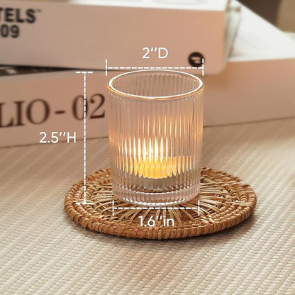 Homemory 24 Pcs Glass Votive Candle Holders, Clear Tealight Candle Holder, Vintage Candle Holders Bulk for Table Centerpieces, Christmas, Baby Shower, Birthday, Wedding