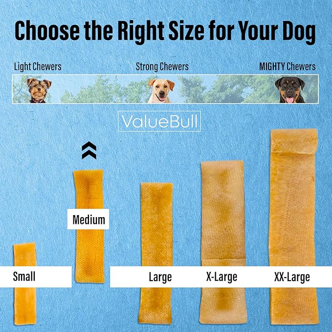ValueBull Himalayan Yak Cheese Dog Chews, Medium, 25 ct Bulk Pack - Long Lasting for Aggressive Chewers, All Natural, Healthy & Safe, Low Odor Nepal Yak Milk Chews-Mewly Pet