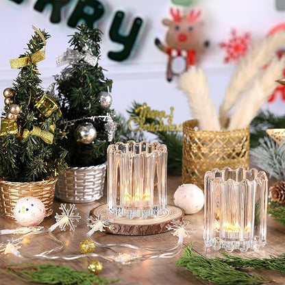 Glass Clear Votive Candle Holder, Ribbed Votive Candle Holders Set of 6, Tealight Candle Holder for Wedding Centerpieces Dinner Party Table Decor