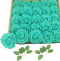 Artificial Rose Flowers 25pcs, Turquoise Blue Foam Fake Rose Faux Flower for Wedding Bouquets Bridal Shower Centerpieces Floral Arrangements Home Decorations Party Backdrops Table