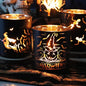 SHMILMH Halloween Glass Candle Holders Set of 4, Votive Tealight Holder Candle Jar for Making Candle, Halloween Office Kitchen Mantel Table Centerpiece Decoration