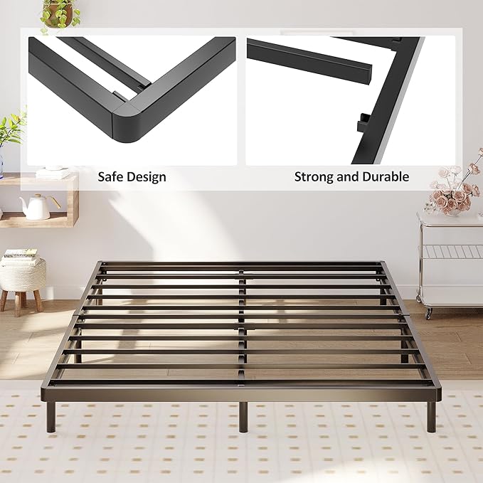 Box Spring for Queen Bed Bed Base 2 Inch, Low Profile Metal Queen Box Spring Bunkie Board 2 Inch, 3000 Lbs Max Weight Capacity Mattress Foundation, Noise-Free, Easy Assembly