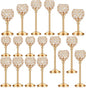 Qunclay 18 Pieces Crystal Candle Holders Bulk Candle Stick Holder Centerpieces for Table Wedding Centerpieces Crystal Decorative Tealight Dining Table Decor for Party(Gold)