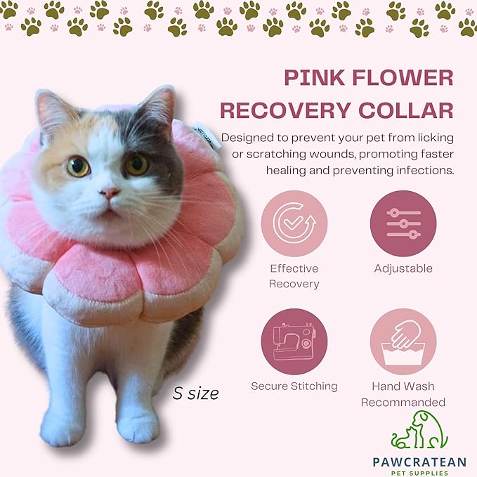 Adjustable Comfy Flower Style Elizabeth Collar for Cats and Puppies Soft Recovery Cone Pet Protective Neck Collar (Pink, Medium)-Mewly Pet