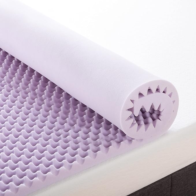 Best Price Mattress 1.5 Inch Egg Crate Memory Foam Mattress Topper with Soothing Lavender Infusion, CertiPUR-US Certified, Dorm Essentials, Queen