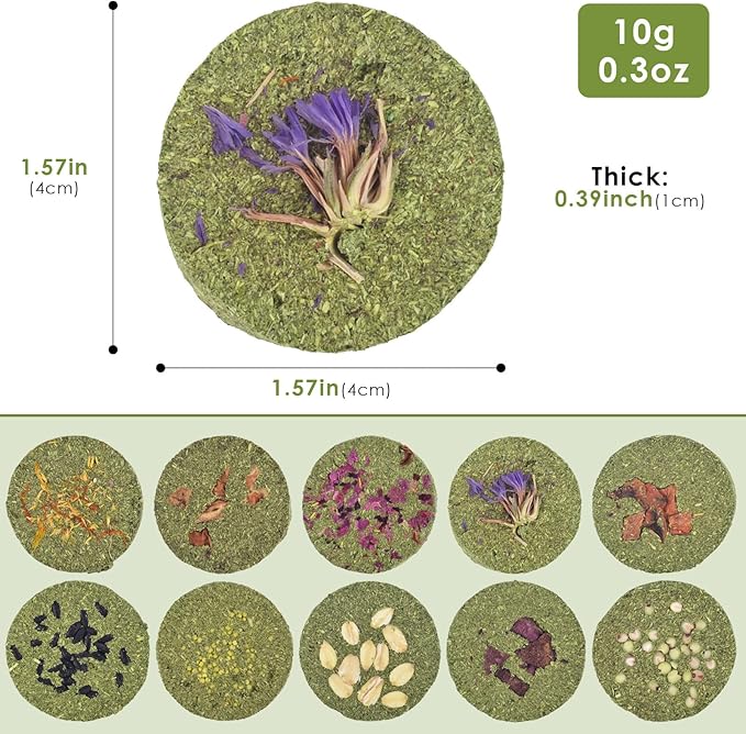 ERKOON Treats Rabbit Toys, 100% Edible Premium Timothy Hay Chew A Blocks for Rabbits, Chinchilla Treats, Chew Toys for Teeth Guinea Pigs and Mice-Mewly Pet