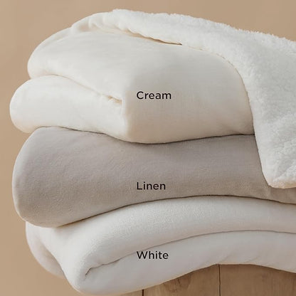 Bedsure GentleSoft Sherpa Fleece Blankets King Size for Bed - Thick and Warm Throw for Women and Men, Soft Fuzzy Plush King Blanket for Winter, Linen, 108x90 Inches