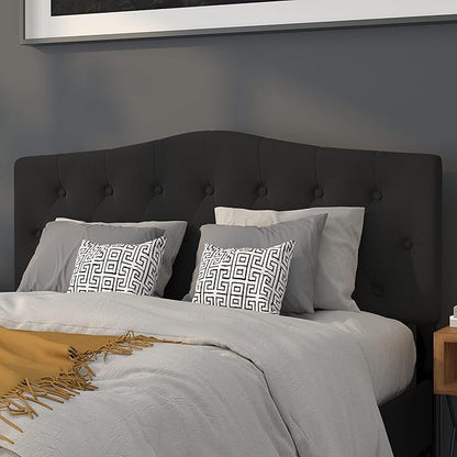 Flash Furniture Cambridge Tufted Upholstered Queen Size Headboard in Black Fabric