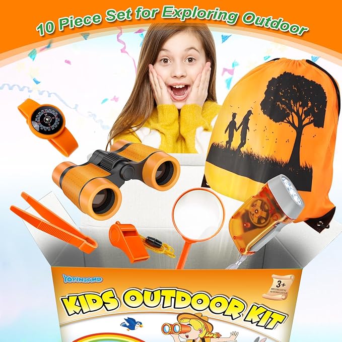 Kids Explorer Kit & Bug Catcher Kit, Camping Gear for Kids, Outdoor Exploration Set with Backpack & Binoculars, Ideal Outdoor Adventure Toys for Boys Girls 3-12-Mewly Pet