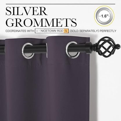 NICETOWN Greyish Purple Blackout Curtains 40 inches Length for Kitchen, 2 Panels, 29" Wide, Thermal Insulated Decoration Drapes for Small Window