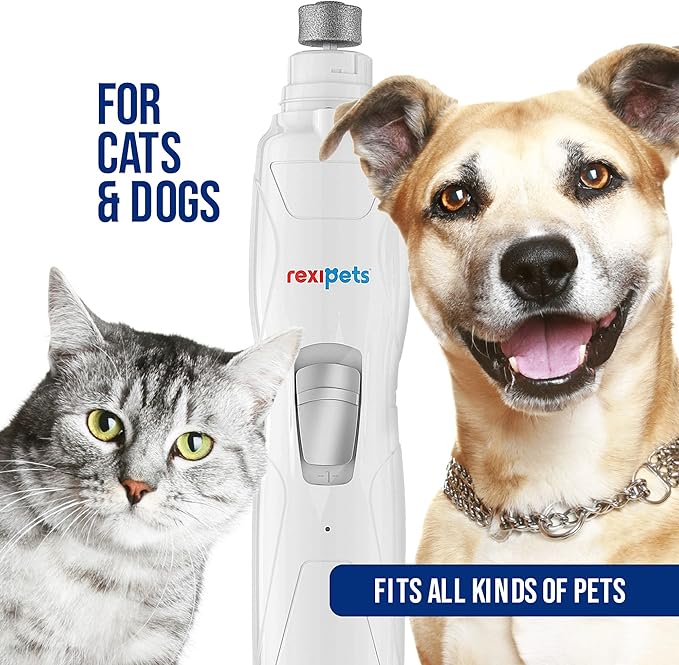 Cat and Dog Nail Grinder - Rechargeable Electric Pet Nail Clipper & Trimmer- Painless Paws Grooming - Quiet 2-Speed Motor. 3 Size Ports for Small, Medium, Large Pets- Up to 4 Hours of Charge-Mewly Pet