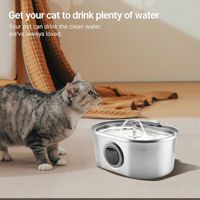 40 Pcs Cat Water Fountain Filters,20 Pack Cat Water Fountain Replacement Filters & 20 Pack Pre-Filter Sponges,Pet Fountain Filter Replacement for 3.2L/108oz Stainless Steel Fountain-Mewly Pet