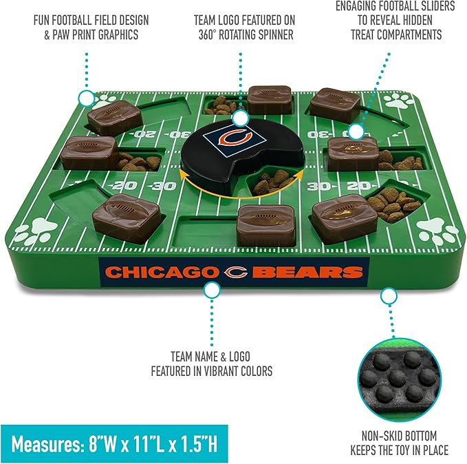 Pets First NFL Chicago Bears Puzzle Toy, Puzzle Treat Dog Toy, Interactive Dog Treat Toy, Dog Puzzle-Mewly Pet