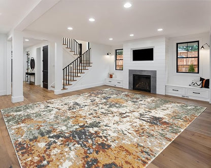 Keen Home Design Area Rugs - 12x15 Non-Shedding, Abstract Rugs for Kitchen, Living Room, Bedroom, Dining Room, Entryway - Size: 12' x 15', Multi