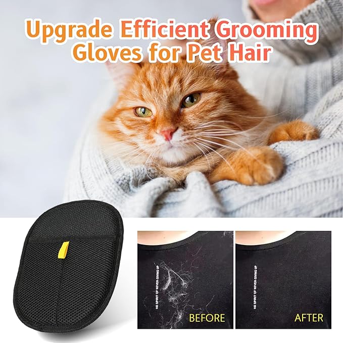2pcs - Pet Hair Removel Glove for Cats & Dogs, Electrostatic Pet Hair Removal Gloves for Couch, Cat Grooming Gloves, Reusable Cat and Dog Hair Removel for Sofas, Furniture, Carpets and Curtains-Mewly Pet