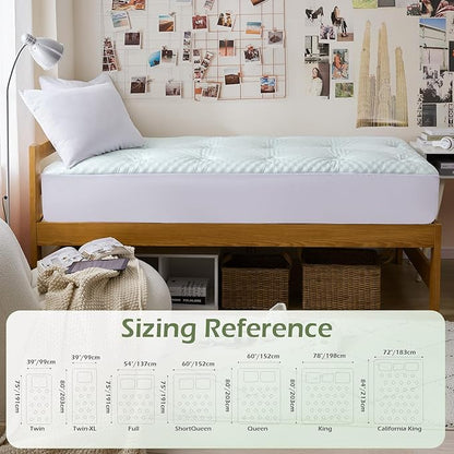 Hansleep College Dorm Twin XL Mattress Topper Viscose Derived from Bamboo, Memory Foam Pillow Top Mattress Topper Twin XL, Breathable Mattress Pad for Back Pain Relief, 39" x 80", White