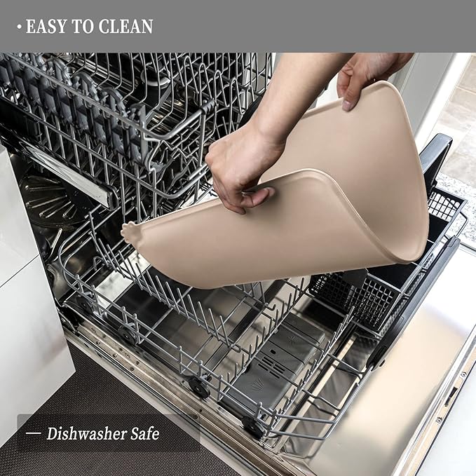 Waterproof Pet Feeding Mat with High Raised Edges, Heavier and Thicker Placemats for Cat Dog Water Bowl with BPA Free, Dogs Cats Food Mats for Messy Drinkers to Prevent Spill and Protect Floors-Mewly Pet