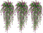 RECUTMS Artificial Fake Hanging Eucalyptus Plants Vine Hanging Plant Outdoor UV Resistant Plastic Plants Artificial Greenery for Bedroom Wall Decor Wedding Party Room Aesthetic Stuff(Fuchsia)