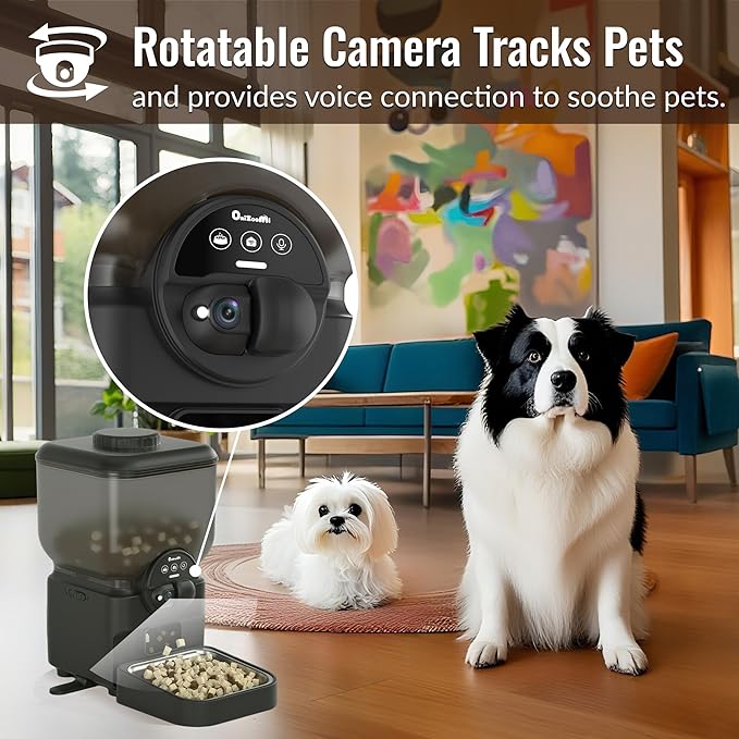 Automatic Pet Feeder for Cat and Dog - 6L Auto Cats Food Dispenser with Camera - WiFi App Control Smart Feeders with Timed - Dogs Feeding Station with 15-Day Battery Life After Power Off-Mewly Pet