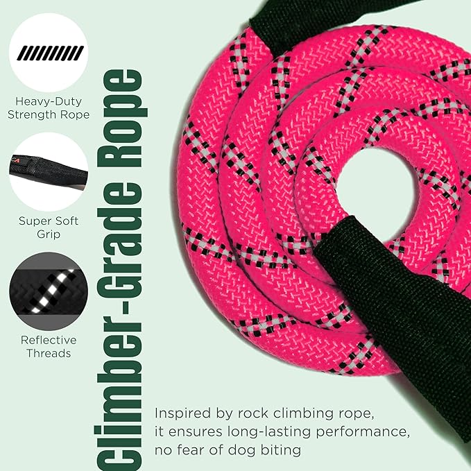 Dog Seat Belt for Car | Universal Dog Car Seatbelt | Durable Reflective Rope with Clip Hook Latch, Buckle and Carabiner- Safe and Secure Pet Safety Restraint (Pink)-Mewly Pet